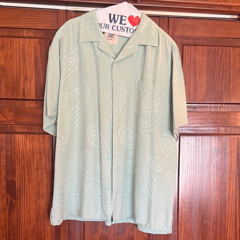 Men's Light Green Paisley Button Down Shirt